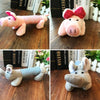 Three fleece squeaky pet toys shaped like an elephant, duck, and pig for dogs and cats