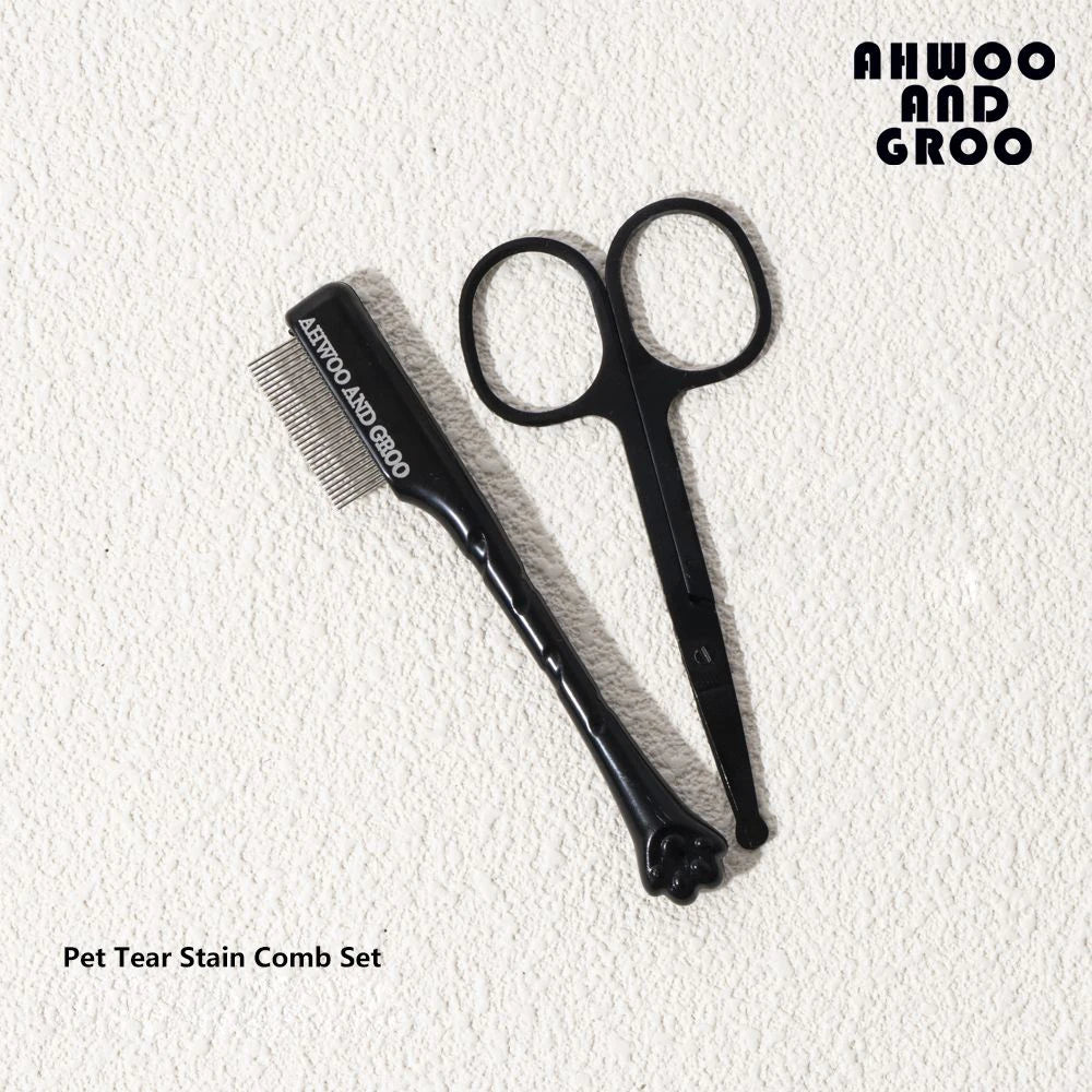 Pet Facial Grooming Kit – Tear Stain Comb & Safety Scissors