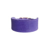 A purple genuine leather extra wide dog collar with a brass buckle.