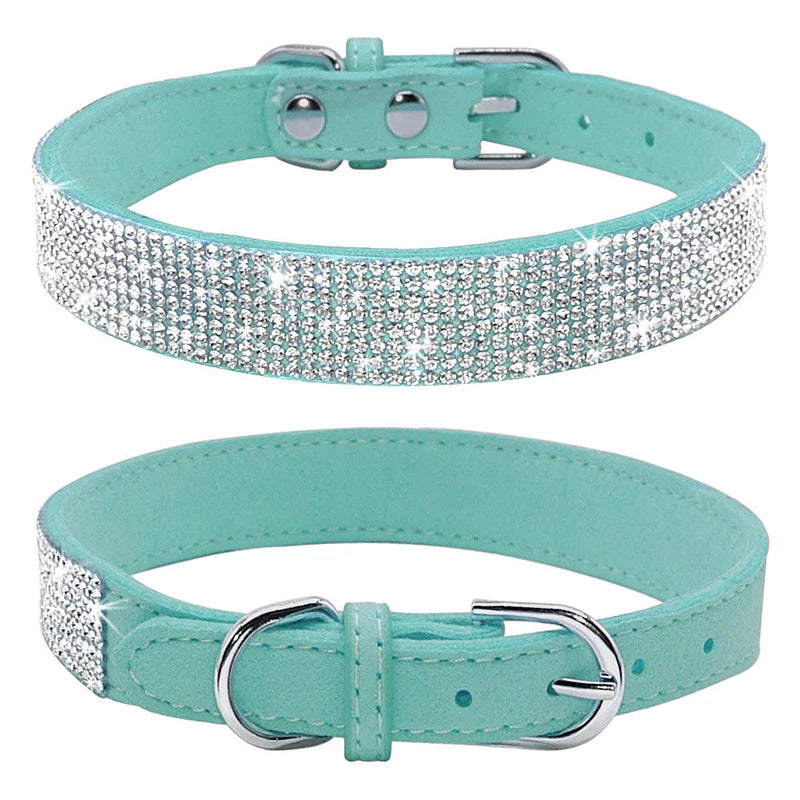 Kristall-Straß-Halsband aus Leder