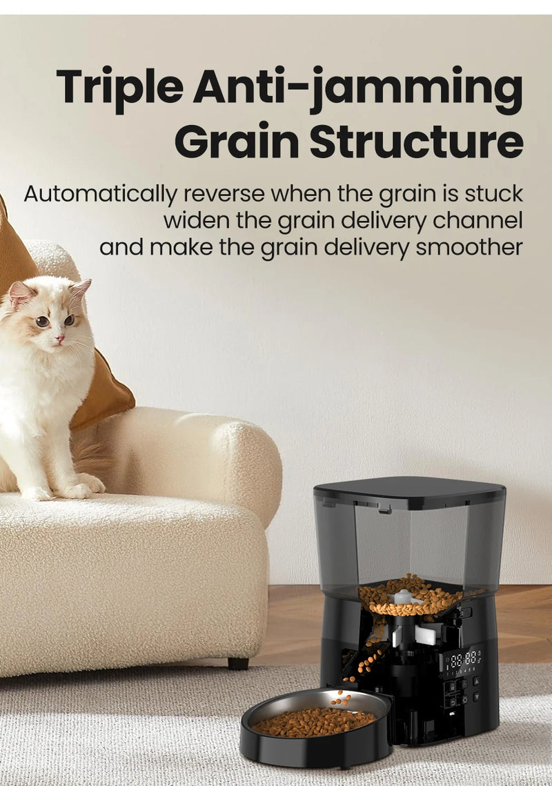 Distributeur de nourriture automatique pour animaux avec commande par bouton