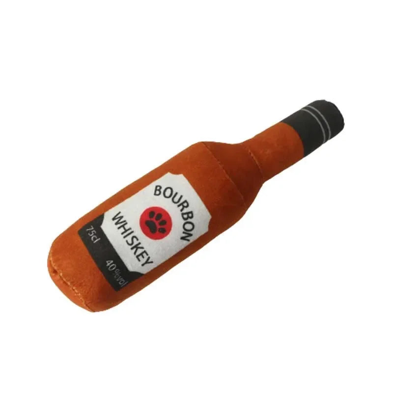 Fun Plush Bottle-Shaped Dog Toys with Squeakers