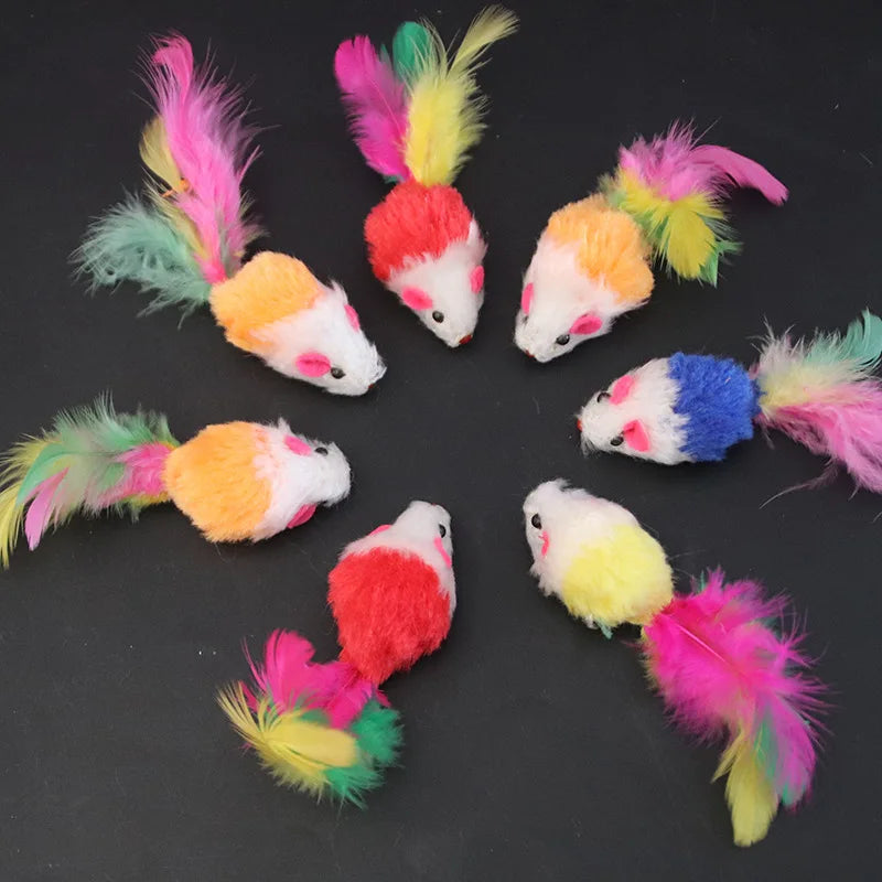 Interactive Plush Cat Toy with Feather Teaser