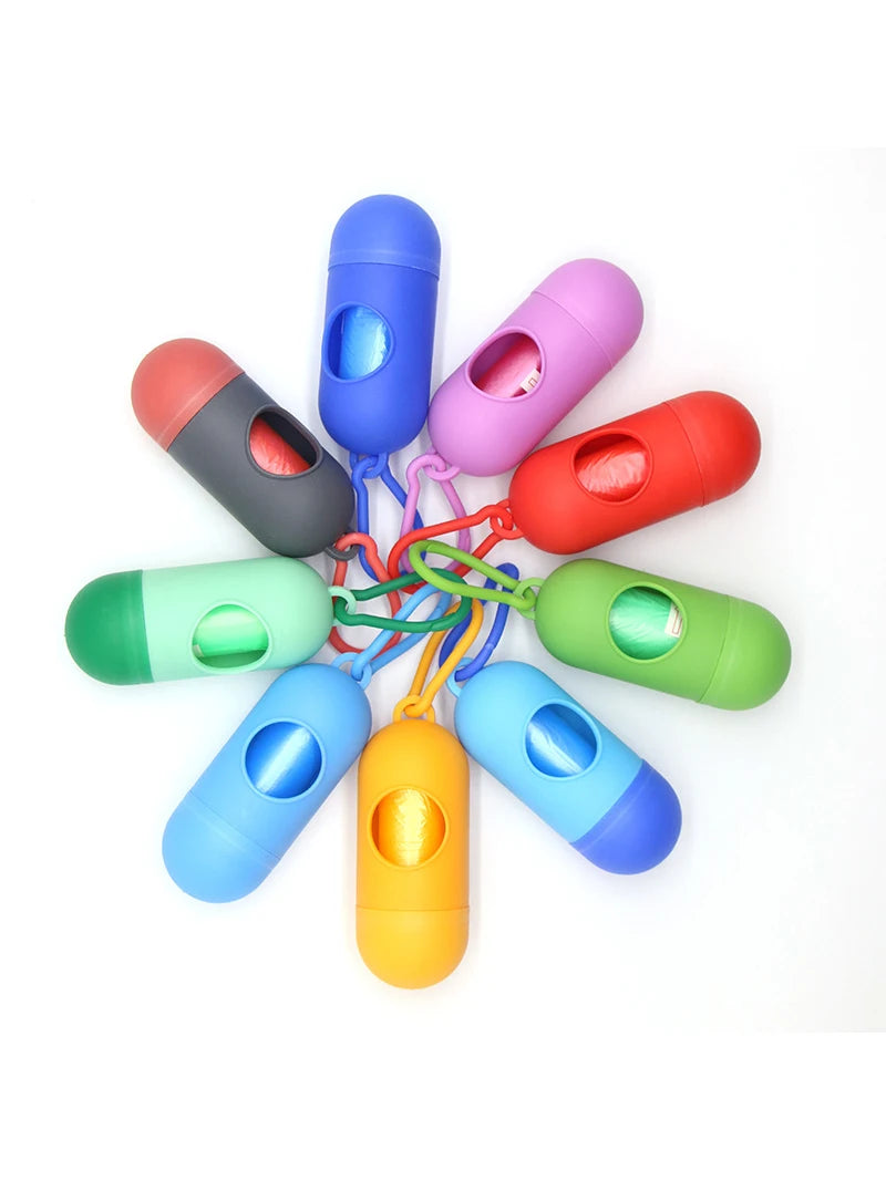 Capsule-Shaped Dog Waste Bag Dispenser with Clip