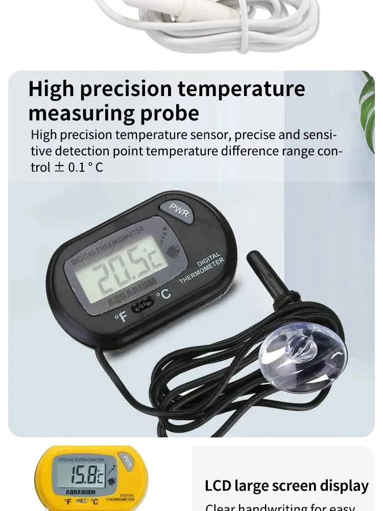 Digitales Thermometer mit LCD-Display und Saugnapf-Sonde zusammen mit dem Kabel