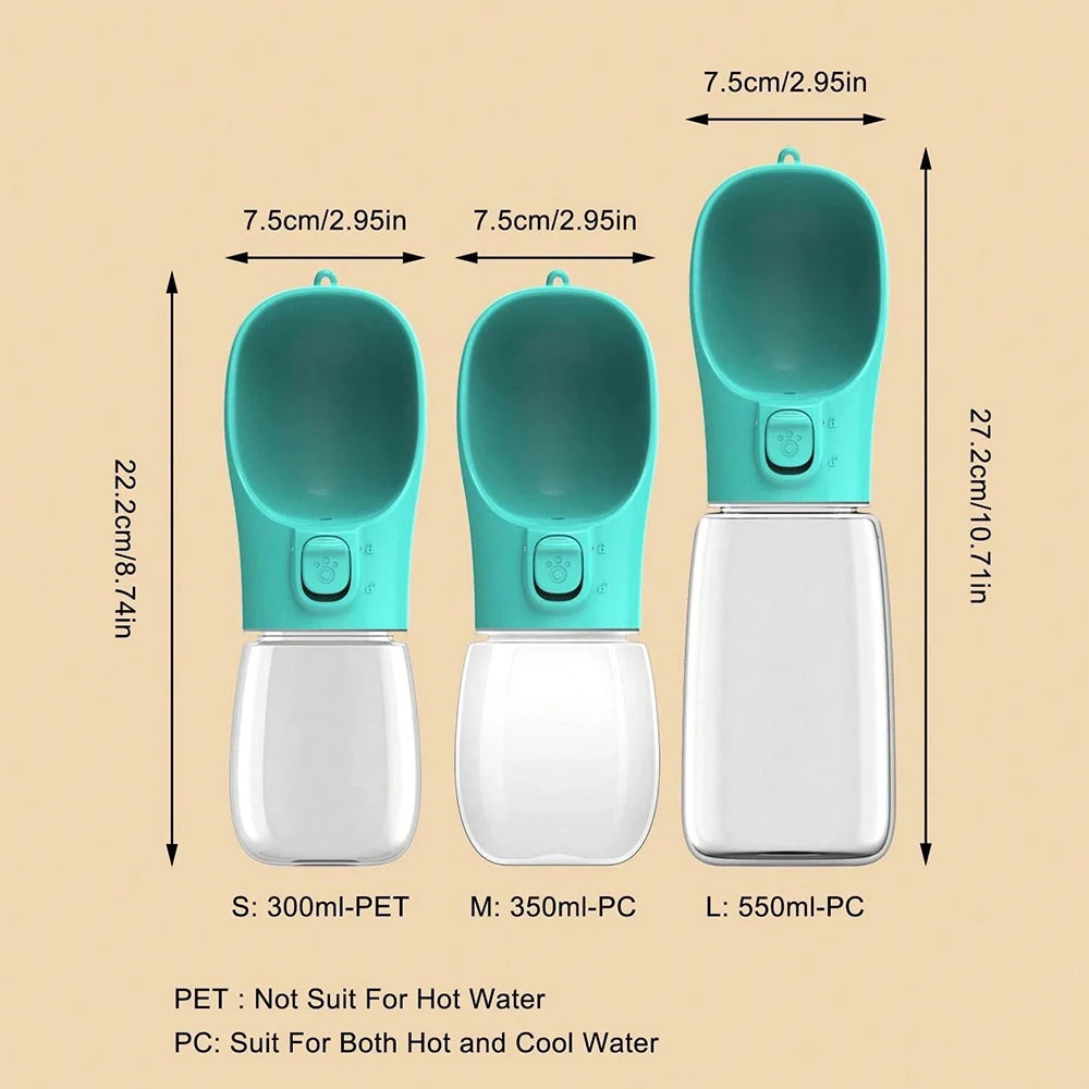 Portable Leakproof Dog Water Bottle with Built-In Drinking Bowl