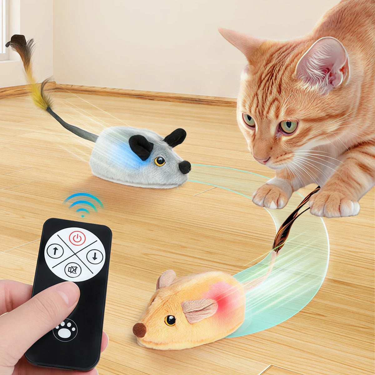 Interactive Motion-Activated Cat Toy Mouse with Squeaky Sounds