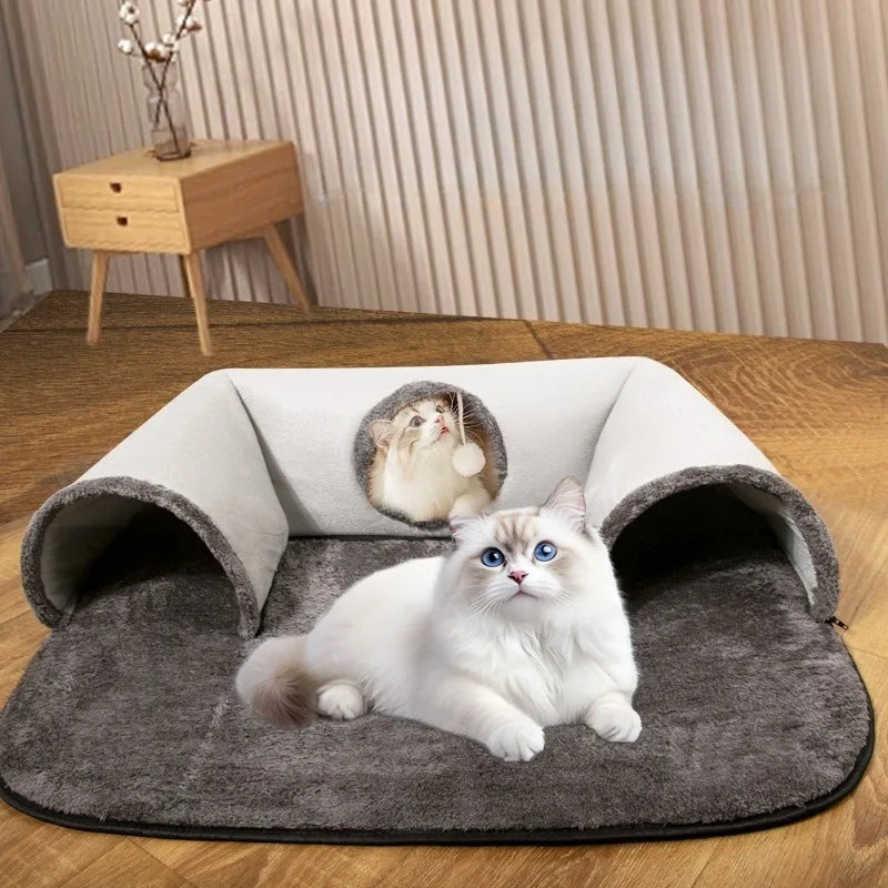 U-Shaped Tunnel Cat Bed with Removable Washable Cover