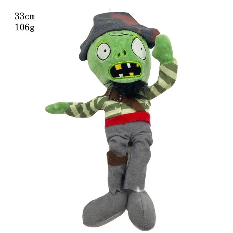 A plush toy of the Plants vs. Zombies Gargantuar character with green skin and a brown hat.