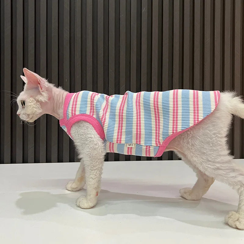 Striped Stretchy Pet Tank Top for Cats and Small Dogs