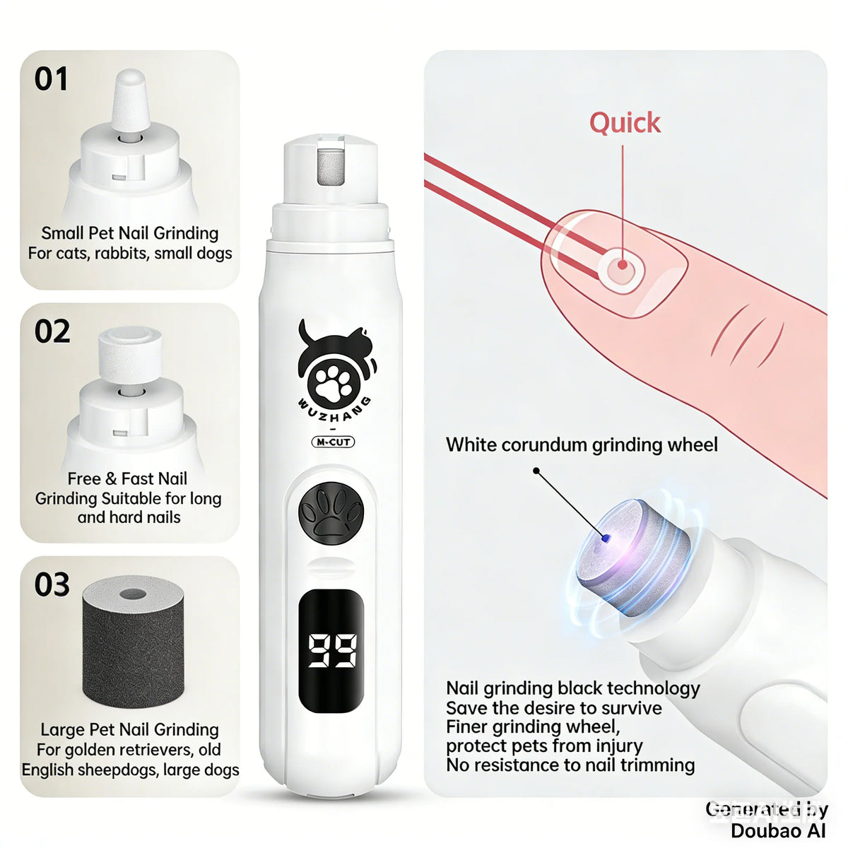 Electric Pet Nail Grinder for Dogs and Cats