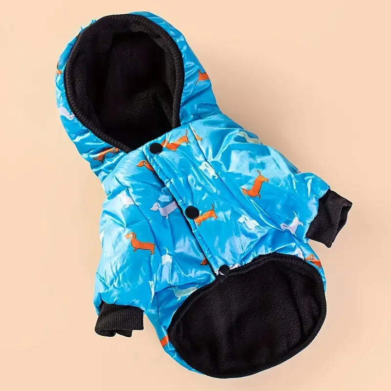 Fleece-Lined Hooded Coat for Dogs and Cats