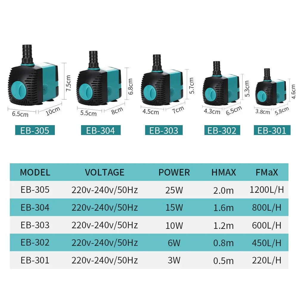 Submersible Aquarium Water Pump with Adjustable Flow