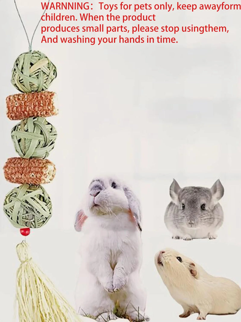 Natural Grass Woven Hanging Chew Toy for Small Pets