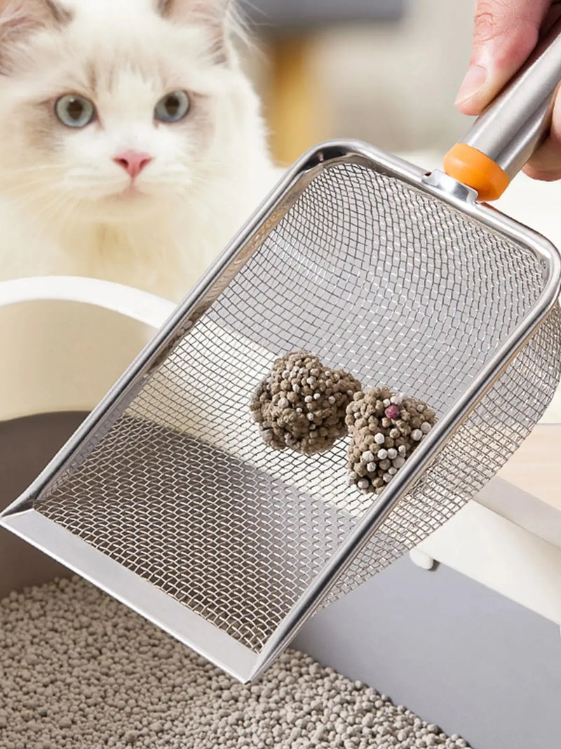 Edelstahl-Katzenstreuschaufel mit langem Griff