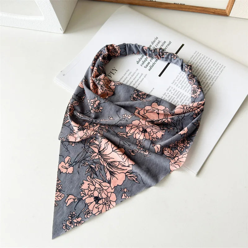 Boho Floral Print Cotton Triangle Hair Bandanas