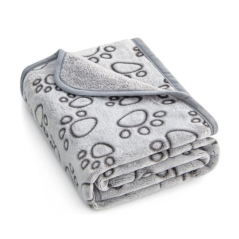 Couverture pour animaux douce et grise avec motif de pattes