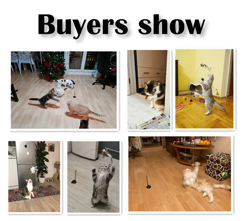 Jouet Interactif pour Chat avec Plumes et Baguette