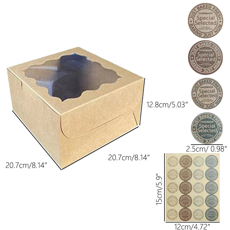 Set of 10 Cake Boxes with Clear Window for Bakery and Gifting