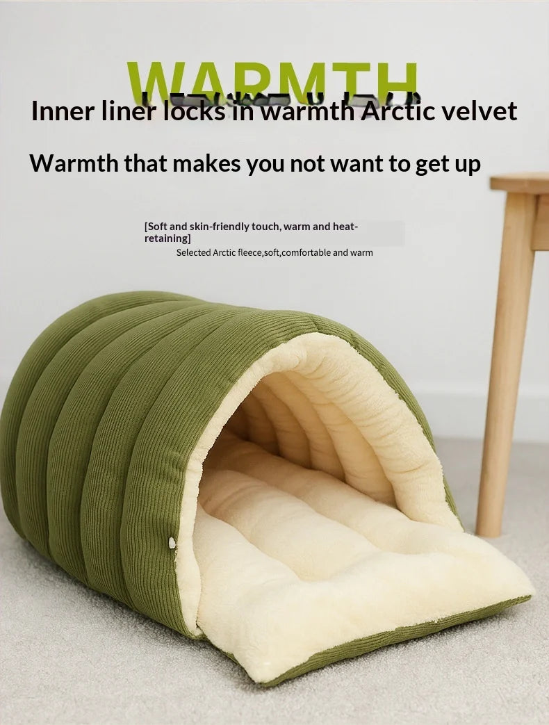Cozy Thermal Plush Cat Bed with Removable Washable Cover