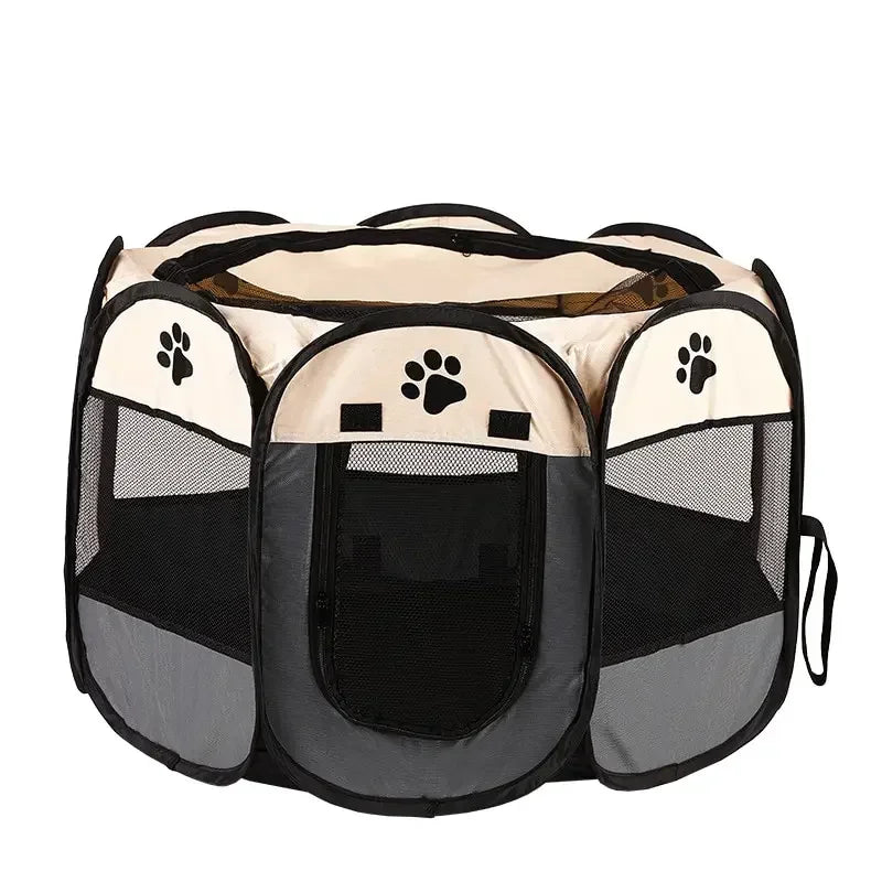 Foldable Oxford Cloth Pet Playpen with Mesh Roof