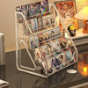 Clear Acrylic Display Stand with Slanted Tiers for Business Cards, Brochures & Cosmetics