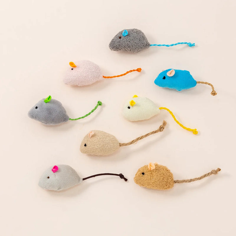 Rattle Cat Mouse Toys with Catnip - Faux Fur Interactive Cat Toys