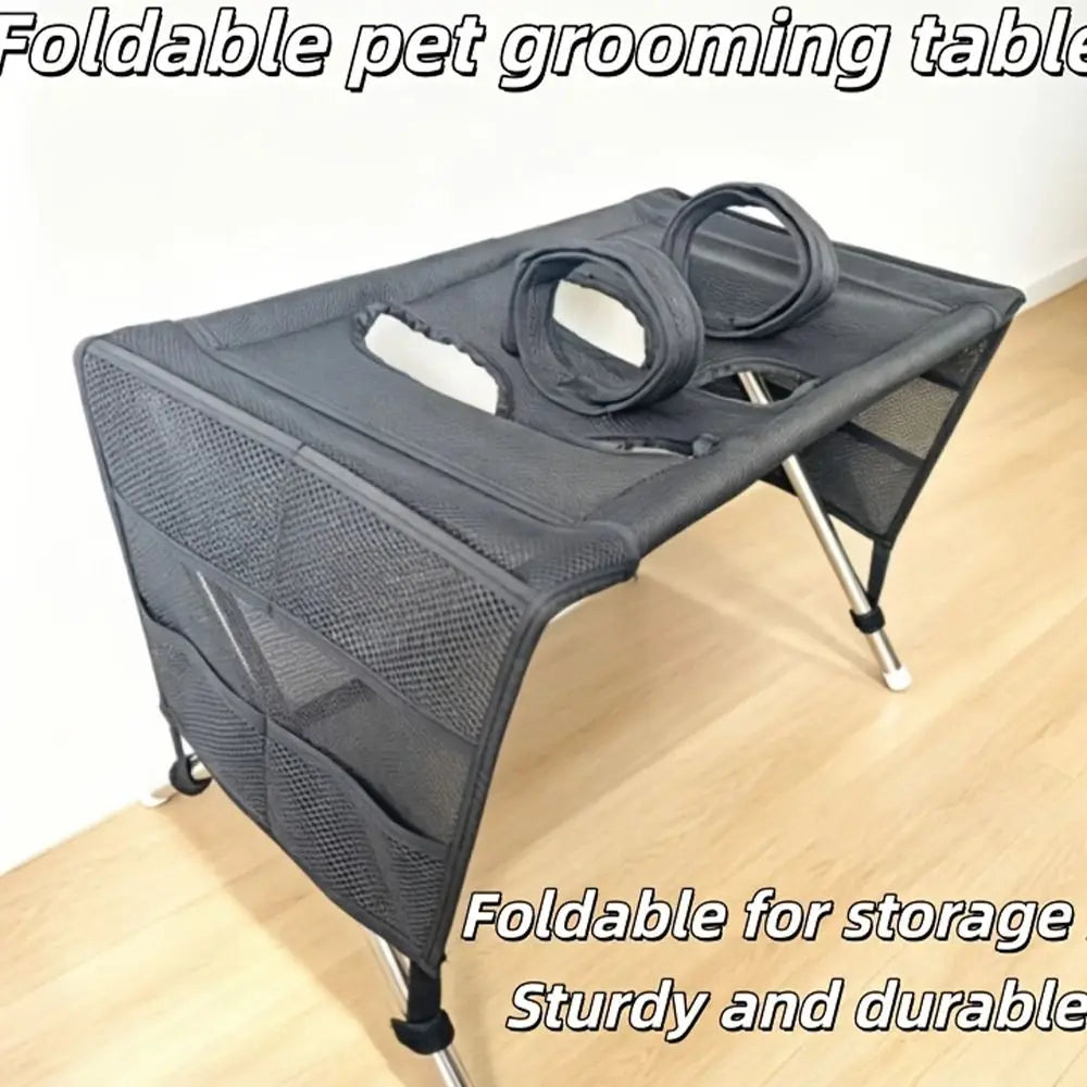 Foldable Pet Grooming Hammock with Quick-Dry Mesh