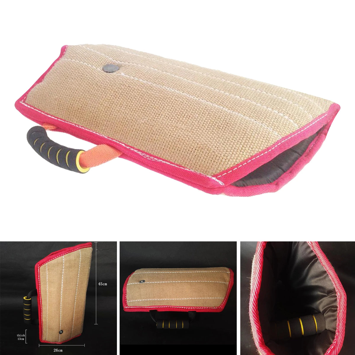Manga profesional de entrenamiento para perros rosa y beige con forro acolchado.