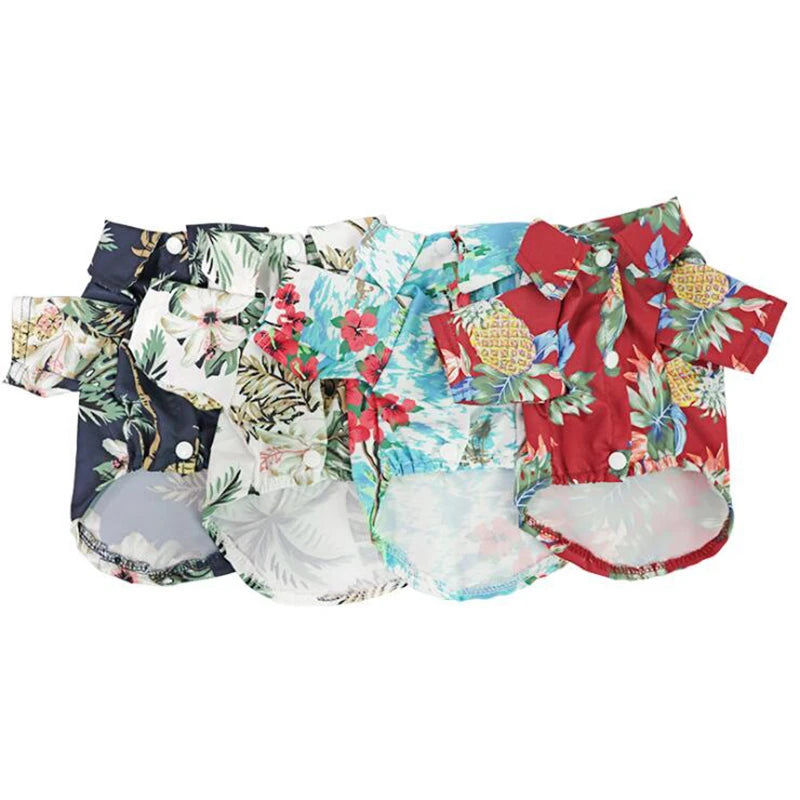 Hawaiian Leaf Print Summer Shirt for Small Dogs & Cats