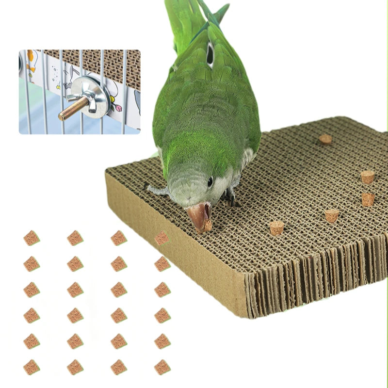 Bird Paper Parakeet Shredding Toy With Cork Parrot Perch