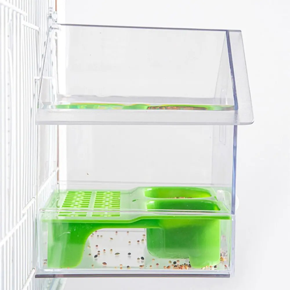 Hanging Parrot Feeder with Pull-Out Bath and Transparent Design