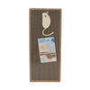 A brown cat scratching post with a light-colored, curved scratching surface and an attached cardboard guide.