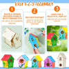 Unfinished Wooden Bird House Kit with Hemp Rope for DIY Painting