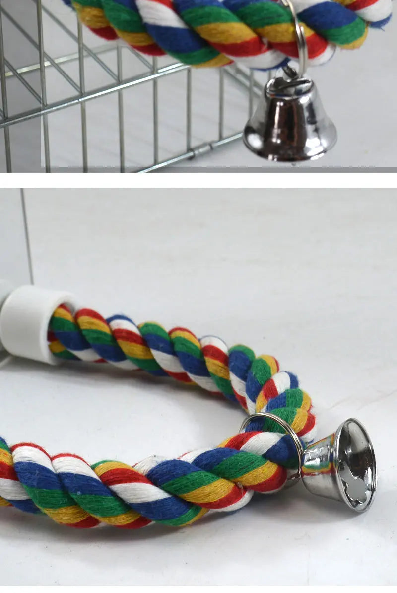 Interactive Parrot Activity Station with Mirror and Rope Perch