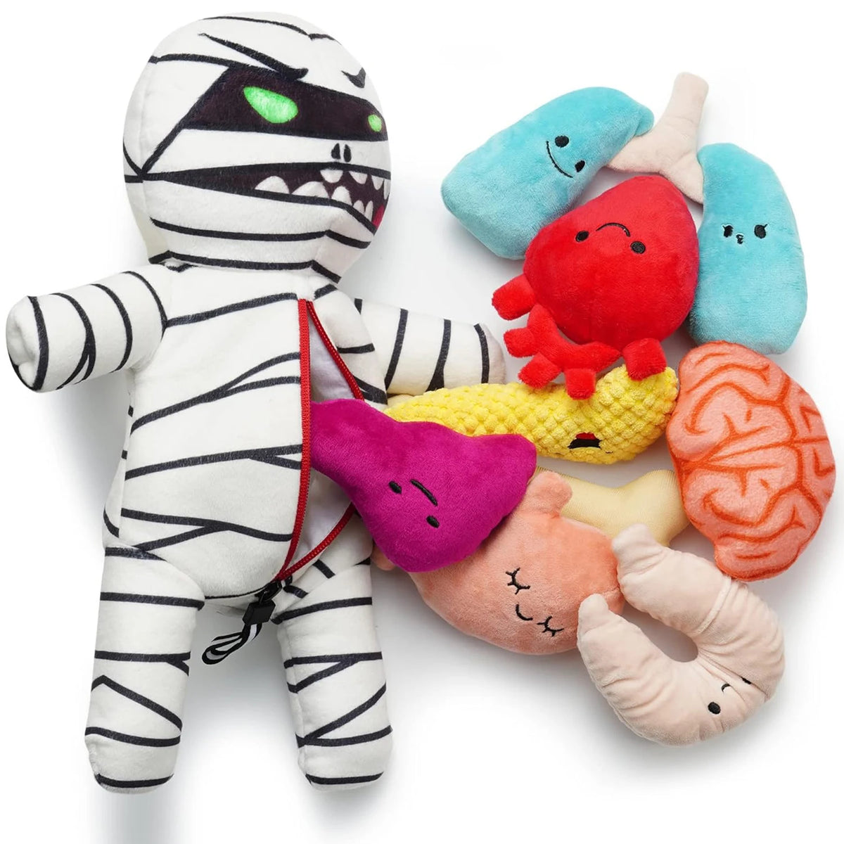 Zombie Mummy Dog Toy with 8 Squeaky Organs