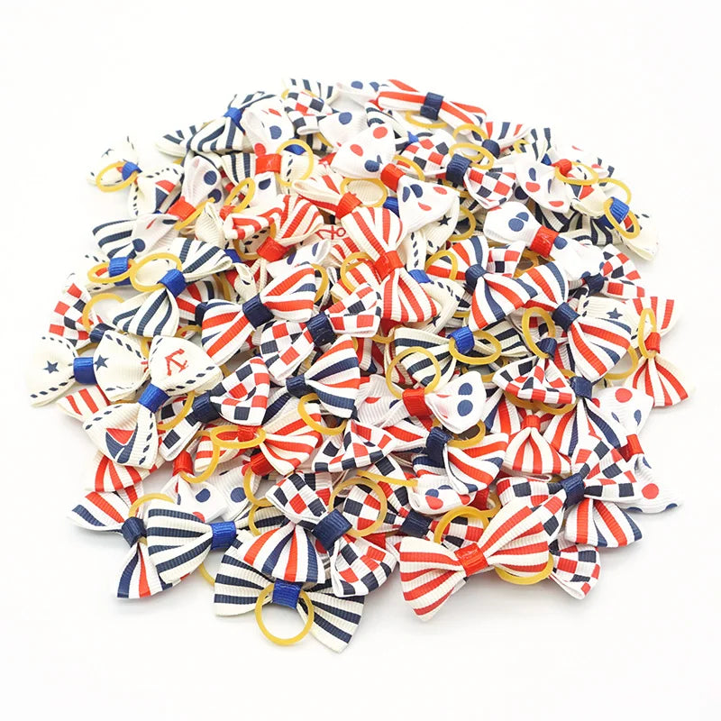Pet Hair Bows with Elastic Bands (100-Pack)