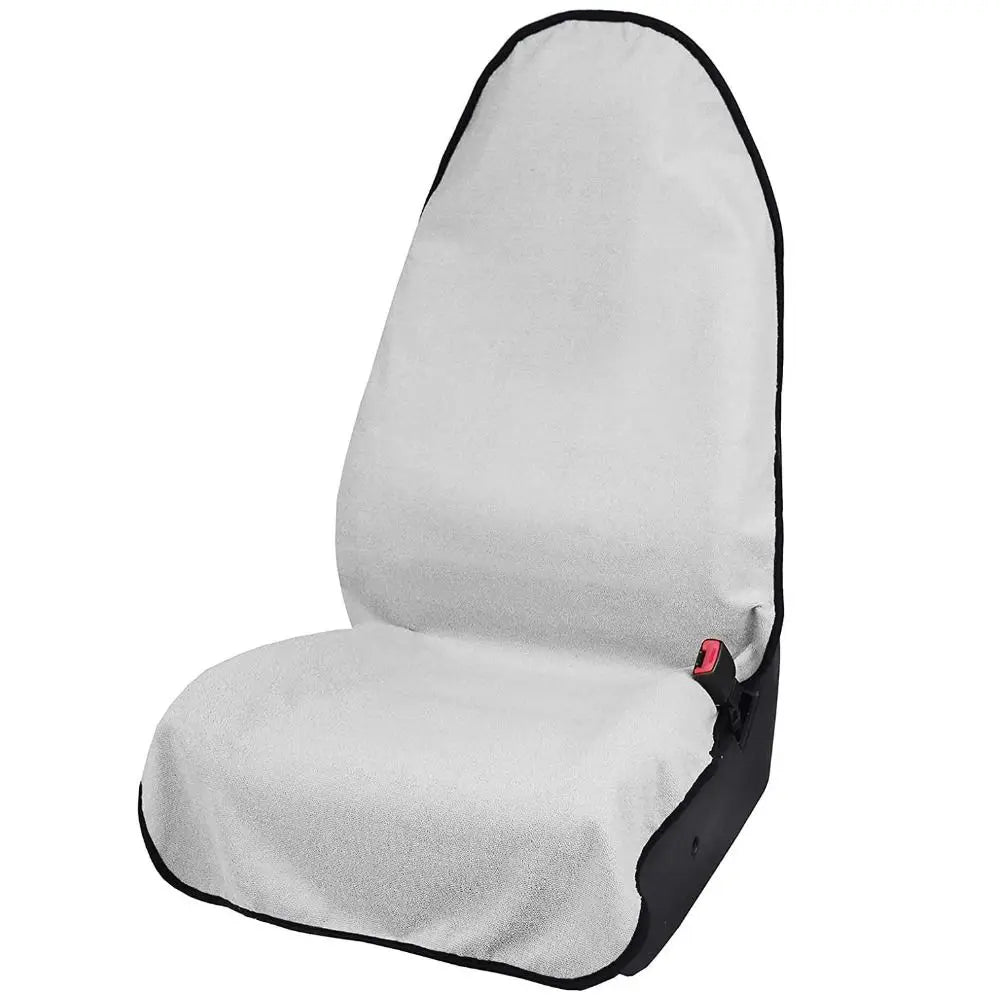 A gray waterproof non-slip car seat cover protector with black trim.
