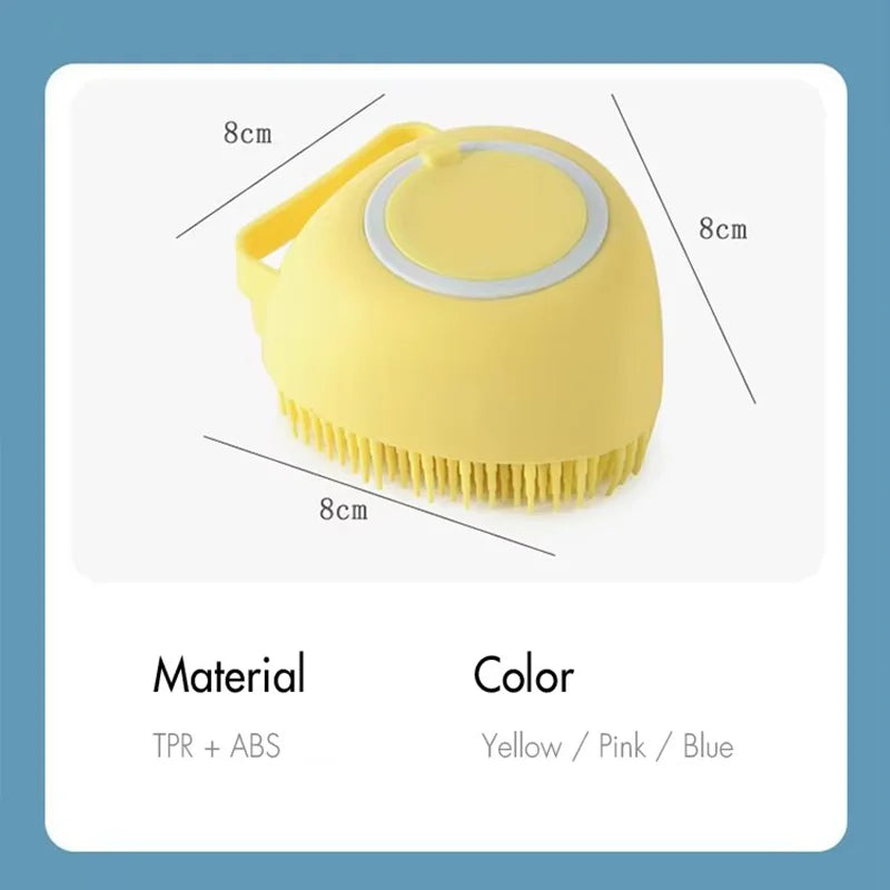 Silicone Pet Bath Massage Brush with Foam Dispenser
