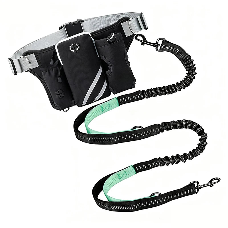 Hands-Free Reflective Dog Walking Belt with Storage Pouch