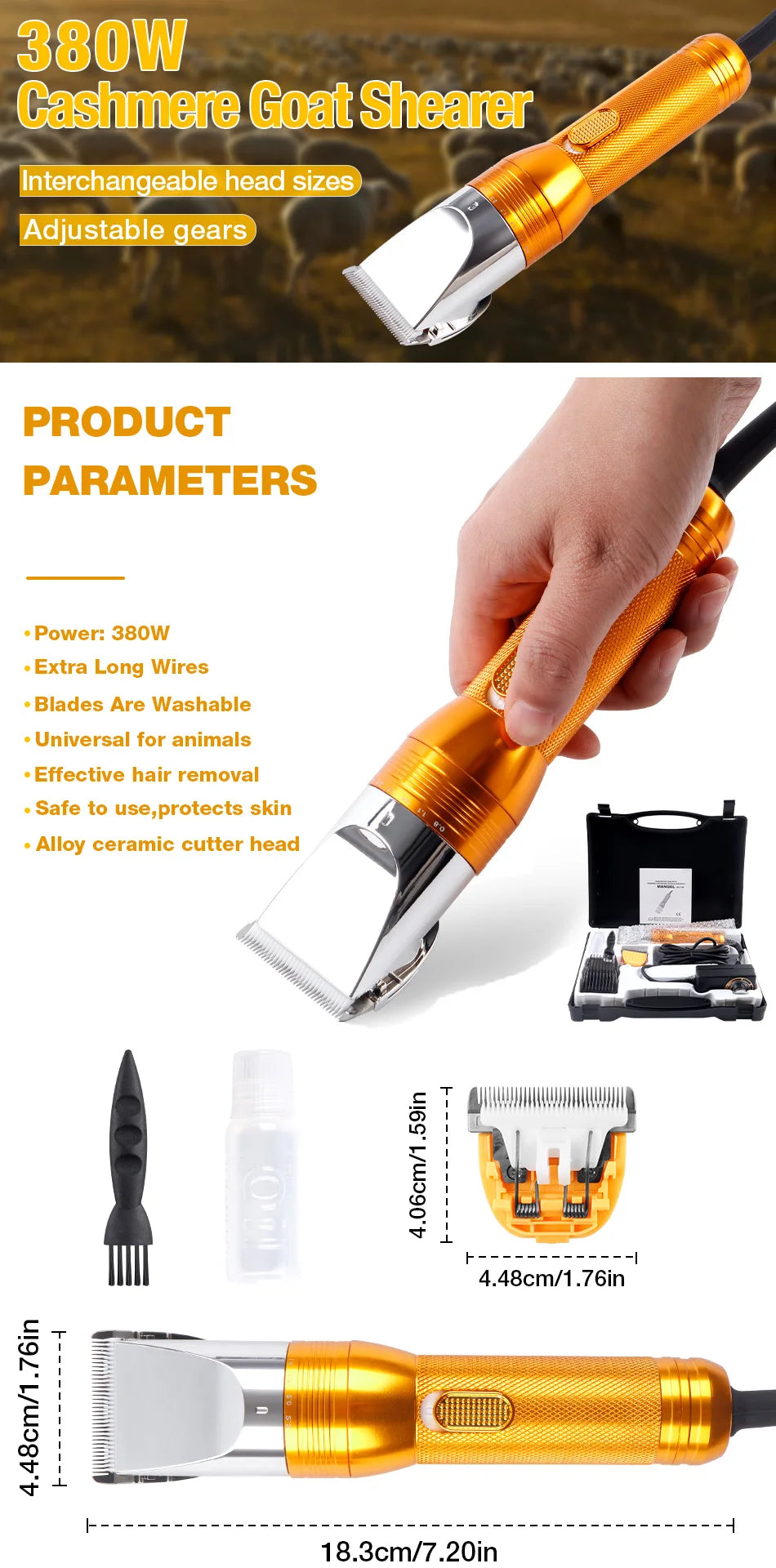 12V Professional Electric Pet Grooming Clippers for Cats, Dogs, and Rabbits