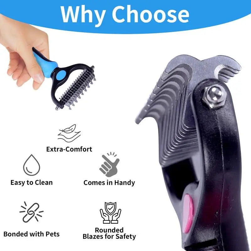 2-in-1 Pet Deshedding Brush for Dogs and Cats