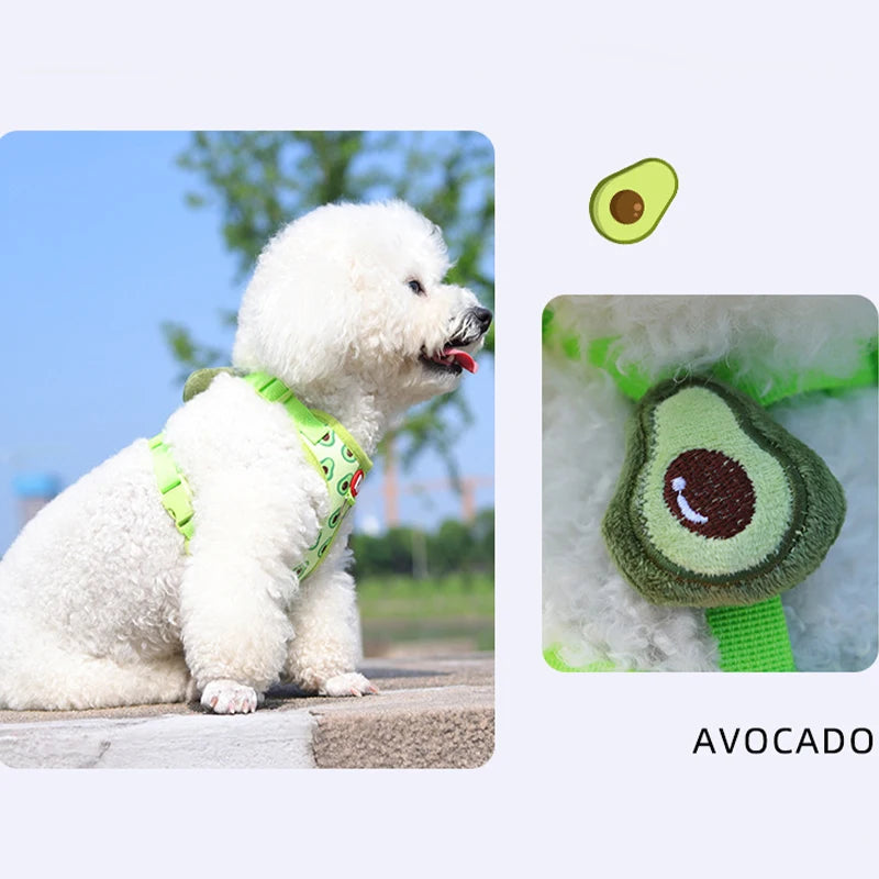 Strawberry Print Dog Harness and Leash Set
