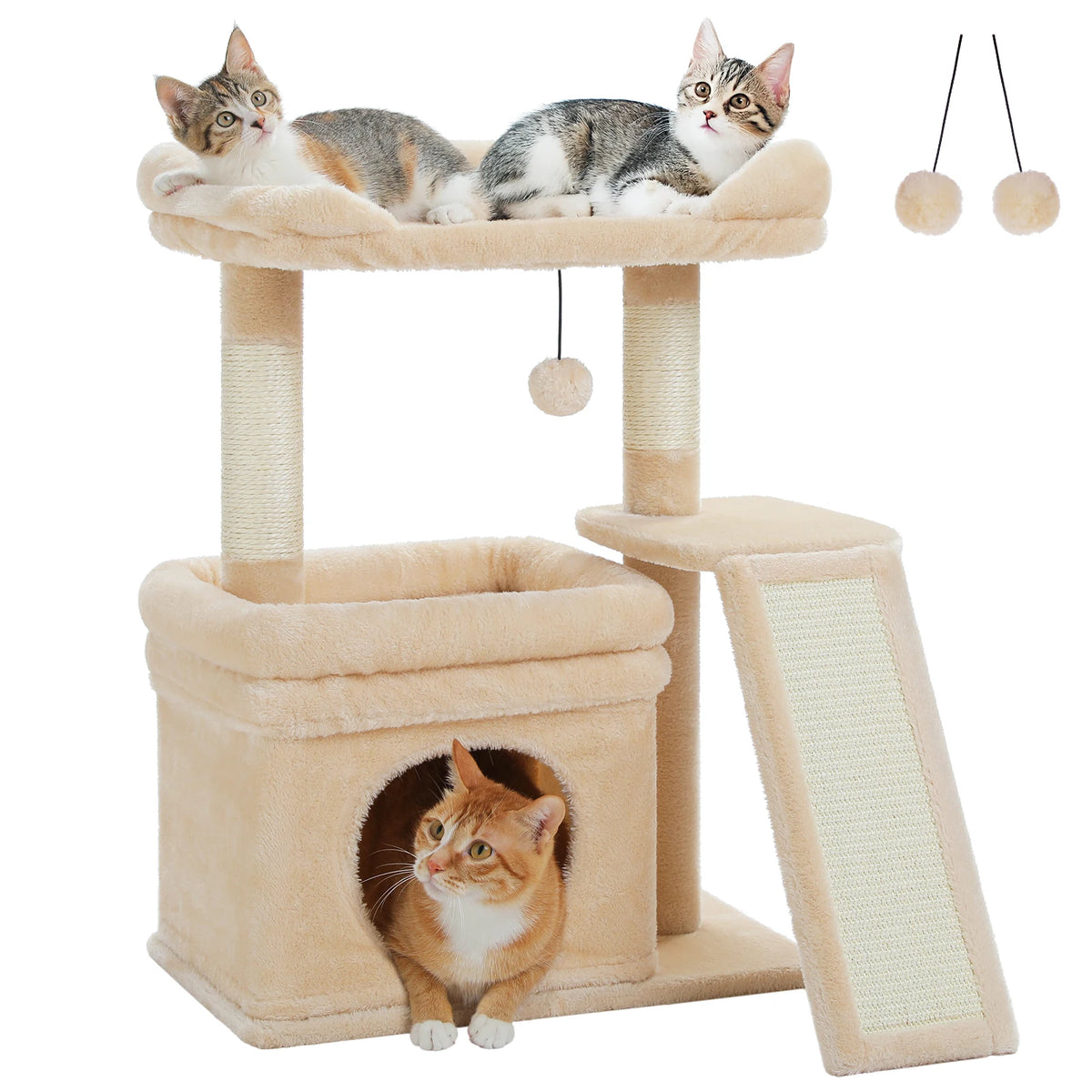 Compact Cat Tree Tower with Sisal Scratching Posts and Cozy Perches