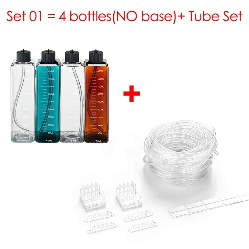 Kit de Bouteilles pour Pompe Doseuse d'Aquarium avec Support en Acier Inoxydable