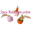 Two random color interactive cat toy sets featuring plush balls and feather teasers
