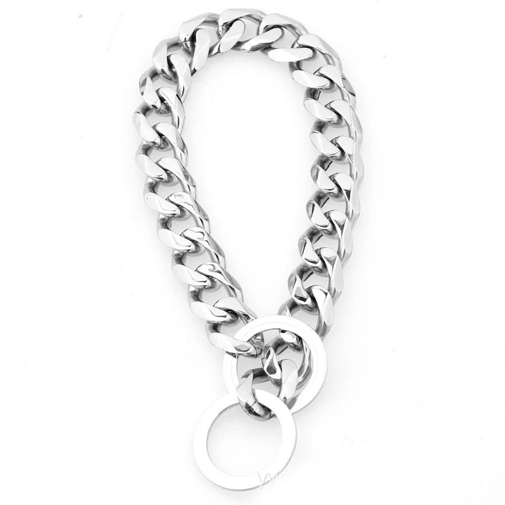 Polished Stainless Steel Slip Chain Dog Collar for Training and Walking
