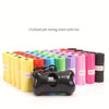 A row of colorful biodegradable pet poop bags for dogs and cats displayed on a white background.