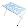 Light blue mesh foldable pet bathing stand for cats and dogs with a metal frame