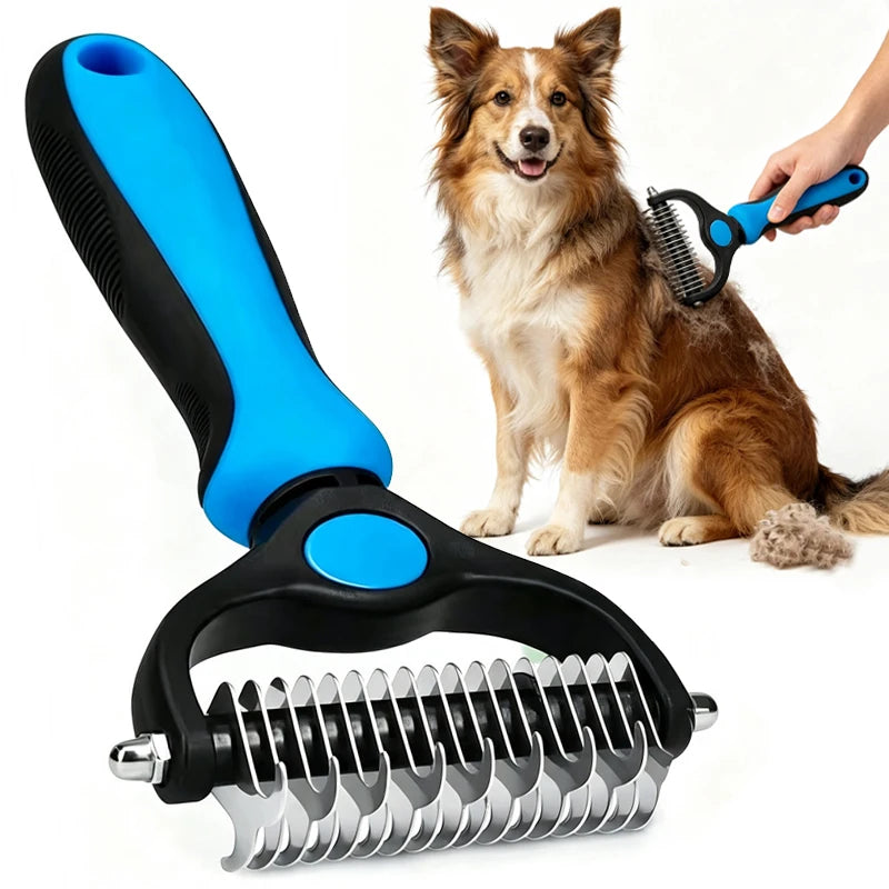 Double-Sided Undercoat Rake for Dogs and Cats
